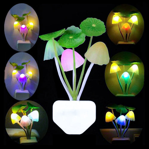 Pick Ur Needs Auto On/Off Color Changing Sensor LED Night Light Mushroom Lamp Plug-in